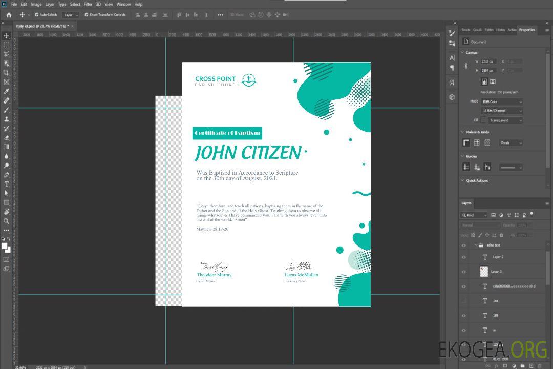 Modèle de certificat de baptême aux États-Unis au format Word et PDF, version 2 template